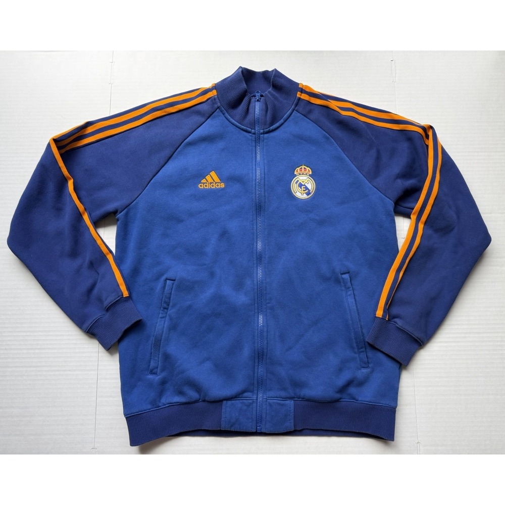 Adidas 2021 Real Madrid Full Zip Track Jacket Mens Large Blue Orange Soccer - Picture 1 of 7